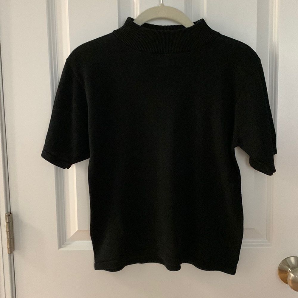 Saint Germaine 100% 3 Ply Silk Black‎ Short Sleeve